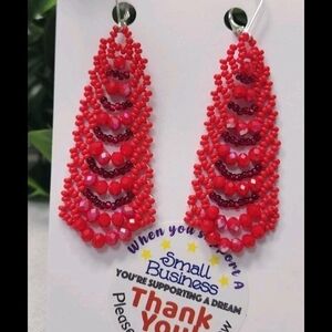 Red Beaded Earrings